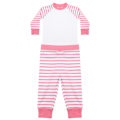 Miniatyrbild 1 av 2: Larkwood Barnkläder/Barn Randiga Långa Pyjamas Set 6-12 Månader Rosa Pink/White 6-12 Months