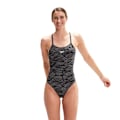 Miniatyrbild 1 av 4: Speedo Dam/Damer All-Over Print Cross Back One Piece Baddräkt Black 12 UK