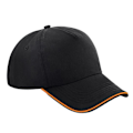 Miniatyrbild 1 av 2: Beechfield Unisex Authentic 5-Panel Piped Peak Cap One Size Black/Orange One Size