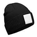Miniatyrbild 1 av 2: Beechfield Patch Appliqué Beanie, One Size, Svart/Vit Black/White One Size