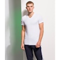 Miniatyrbild 3 av 3: Skinni Fit Men Mens Feel Good Stretch V-halsad Kortärmad T-shirt White 2XL