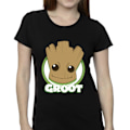 Miniatyrbild 3 av 4: Guardians Of The Galaxy Dam/Kvinnor Groot Badge Bomull T-Shir Black M