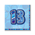 Miniatyrbild 1 av 2: Unika festblå Glitz 13:e födelsedagsfest servetter (förpackning om 16 Blue One Size