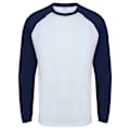 Miniatyrbild 1 av 2: Skinnifit Herr Raglan Långärmad Baseball T-Shirt XS Vit / O White / Oxford Navy XS