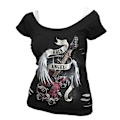 Miniatyrbild 1 av 3: Spiral Direct Dam/Kvinnor Rock Angel Ripped 2 i 1 T-shirt L Black L