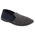 Miniatyrbild 1 av 5: Zedzzz Charles Herringbone Filt Gusset Tofflor 7 UK Marinblå Navy Blue 7 UK