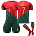 Pikkukuva 1 / 5: Uusi jalkapallosetti pojille, lyhythihainen paita ja sukat, jalkapallo 22-23 portugali #7 22-23 portugal #7 24/(8-9 years)