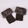 Miniatyrbild 2 av 3: Dam vinter stickade boot cuffs päls stickade toppers boot leg strumpor Dark gray