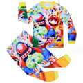 Miniatyrbild 1 av 3: Super Mario-dräkt Barnhemkläder Långärmad Pyjamas Set D 140cm
