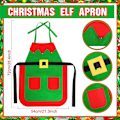 Miniatyrbild 3 av 6: Vuxna damer herr Elf förkläde + hatt set Fancy Dress jul set C
