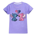 Miniatyrbild 1 av 3: Stitch Pojkar T-shirt Tecknade Toppar Tee Barn Pojkar Flickor T-shirts Barnkläder Sommar Kortärmad Purple 140cm