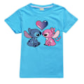 Miniatyrbild 1 av 3: Stitch Pojkar T-shirt Tecknade Toppar Tee Barn Pojkar Flickor T-shirts Barnkläder Sommar Kortärmad Light Blue 140cm