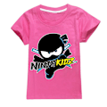 Miniatyrbild 1 av 3: Ninja Kidz Pojkar T-shirt Tecknade Toppar Tee Barn Pojkar Flickor T-shirts Barnkläder Sommar Kortärmad Rose Red 130cm