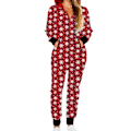 Miniatyrbild 2 av 6: Kvinnors Enfärgade Tryckta Sovkläder Julpyjamas Jumpsuit Snowflake-red XL