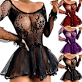 Miniatyrbild 2 av 3: Kvinnor Genomskinlig Babydoll Sexig Miniklänning Nattkläder Underkläder purple M