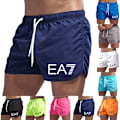 Miniatyrbild 5 av 7: EA 7 badshorts för män, badbyxor, simshorts, badkläder, strand, sommar, gym, fitness White XL