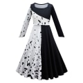 Miniatyrbild 2 av 8: Flickor Evil Madame Princess Cruella Kostym Klänning+Peruk Cosplay White 150cm