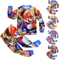 Miniatyrbild 2 av 3: Super Mario-dräkt Barnhemkläder Långärmad Pyjamas Set C 140cm