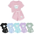 Miniatyrbild 2 av 3: Cinnamoroll Tryckta Kortärmade T-shirts+shorts Sportkläder Set 5-14 År Barn Tonåringar Flicka Träningsdräkt Black 140cm