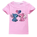 Miniatyrbild 1 av 3: Stitch Pojkar T-shirt Tecknade Toppar Tee Barn Pojkar Flickor T-shirts Barnkläder Sommar Kortärmad Pink 140cm