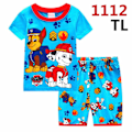 Miniatyrbild 1 av 3: Barn Pojkar Flickor Cartoon PAW Patrol Sovkläder Kortärmad T-shirt Topp Shorts Set C 7 Years
