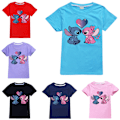 Miniatyrbild 2 av 3: Stitch Pojkar T-shirt Tecknade Toppar Tee Barn Pojkar Flickor T-shirts Barnkläder Sommar Kortärmad Red 140cm