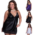 Miniatyrbild 3 av 4: Nattlinne i storlek Plus Size för kvinnor, underkläder, pyjamas, nattkläder black XL