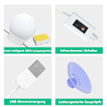 Miniatyrbild 6 av 10: Spegelbelysning, 14 Hollywood LED-spegellampor med sensorbrytare, 3 färger, dimbar kosmetikspegel, flexibel DIY LED-remsa, med USB-kabel