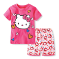 Miniatyrbild 1 av 3: Flickor Disney-karaktär Pyjamas Barn T-shirt Toppar Shorts Set Nattkläder Sovkläder Hello Kitty A 5 Years