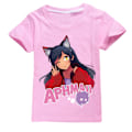 Miniatyrbild 1 av 3: APHMAU Pojkar T-shirt Tecknade Toppar Tee Barn Pojkar Flickor T-shirts Barnkläder Sommar Kortärmad Pink 130cm