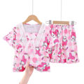 Miniatyrbild 1 av 5: Barnflickor Kuromi My Melody Tryck Kortärmad Pyjamas Set Sovkläder Nattkläder B 4-5Years