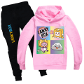 Miniatyrbild 1 av 3: Barn LANKYBOX Tryck Hoodies Byxor Kostymer Casual Träningsoverall Set pink 140cm