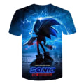 Miniatyrbild 2 av 4: Sonic The Hedgehog Barn 3D-tryckt Kortärmad Casual Topp bule 100