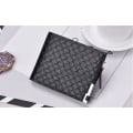 Miniatyrbillede 3 af 7: Nice wallet with checkered pattern and metal detail Dark brown one size