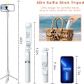 Miniatyrbillede 11 af 11: Trådløs Bluetooth Selfie Stick med lys Black one size