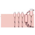 Pikkukuva 2 / 2: Tiikeripunottu Nylon micro + Lightning + USB -C -kaapeli - Kolme Pink gold