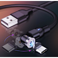 Miniatyrbild 2 av 11: Magnetisk kabel, Lightning + Micro USB + USB-C, 3A Svart one size