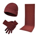 Miniatyrbilde 3 av 4: 3 stk Strikket skjerf + lue + hansker Black one size