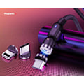 Miniatyrbild 3 av 11: Magnetisk kabel, Lightning + Micro USB + USB-C, 3A Svart one size
