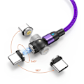 Miniatyrbild 1 av 8: Magnetisk kabel, Lightning + Micro USB + USB-C, 3A Lila one size