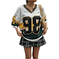 Miniatyrbillede 1 af 5: Dame Størrelse Stor Sweater Oversized V-Hals Digital Print T-Shirt Top - Størrelse L - Grøn