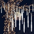 Pikkukuva 1 / 5: Meteor Rain 30cm, 8 Vedenpitävät läpinäkyvät putket LumiChristmass-valosarja, 288 LED-valoa Sääsuihkuvalo jouluun ulkoilmaan puutarhapuuhun De