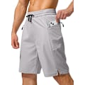 Miniatyrbild 1 av 5: Snabbtorkande badshorts för män med ficka med dragkedja, badshorts för män - Utan meshfoder - XL - Ljusgrå