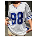Miniatyrbillede 3 af 4: Dame sweater Y2k toppe grafisk fodbold sommer oversized t-shirt toppe blå L