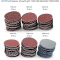 Miniatyrbillede 3 af 5: 120 stk. 25 mm slibeskiver med 3,2 mm skaft til Dremel og de fleste roterende værktøjer, 100/180/240/400/1500/3000 korn sandpapir