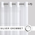 Miniatyrbilde 2 av 5: Hvite, transparente gardiner 213 cm lange - Halvtransparente paneler med maljer (sett med 2) - 132 cm brede med knytebånd for soverom og stue