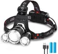 Oppladbar hodelykt - 3-lys system med 4 moduser | LED-hodelykt for utendørs sport og aktiviteter
