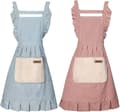 2-pack Justerbara Köksförkläden Matlagningsförkläden Unisex med Fickor Arbetsförkläden BBQ Restaurang
