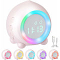 Miniatyrbild 1 av 5: Barnklocka, USB-laddning digital LED-ljus, nattljus väckarklocka för flickor pojkar justerbar volym snooze väckarklocka rosa HIASDF