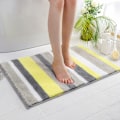Miniatyrbillede 2 af 5: Maskinvaskbar skridsikker bademåtte, ultra blød fortykket absorberende brusebadsmåtte mikrofiber badeværelsesdekoration, blåㄛ50x80cm